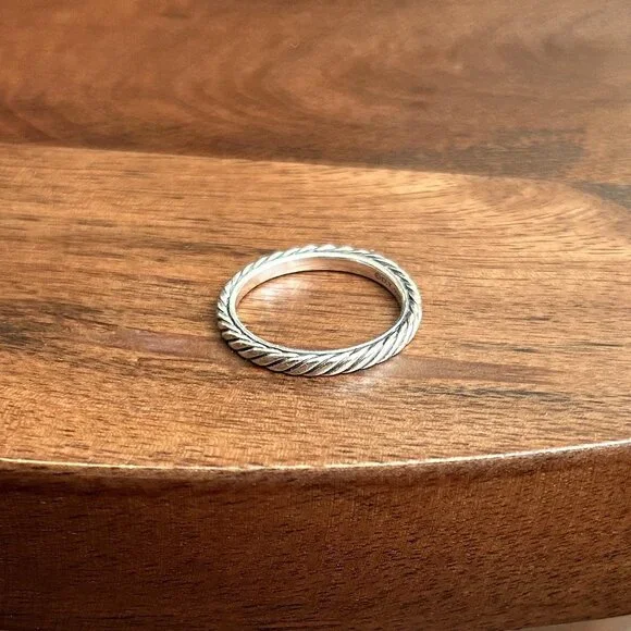 DAVID YURMAN Stack Ring 925 Sterling Silver 3mm Size 9 - Picture 4 of 6